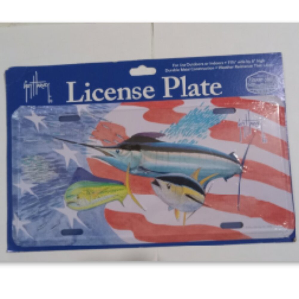 Shining Sea Coast to Coast American Flag Guy Harvey Fishing Front License Plate